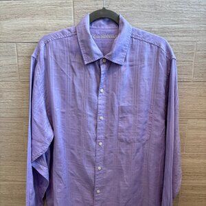 🌺Caribbean Long Sleeve Purple Tropical Men's Shirt Size L Resortwear